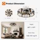 addlon 24" Caged Ceiling Fans with Lights and Remote, Low Profile Fandelier