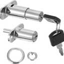 DECHOUS 2Pcs Drawer Locks, Drawer Desk Wardrobe Cabinet Push Plunger Lock, Zinc Alloy Furniture Drawer Lock File Cabinet Locker Showcase with 2 Key for Home Office