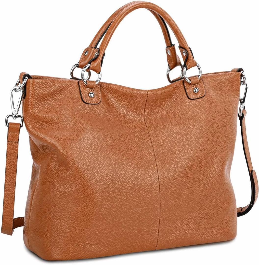 Kattee Women's Soft Leather Tote Bag, Top Satchel Purses and Handbags (Large, Burnt Orange)
