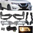 labwork 1 Pair Fog Lights Replacement for 2017-2020 Rogue S SL SV Hybrid Fog Driving Lights Switch Bezel Wires Clear Lens Fog Lights 261558995A 261508995A
