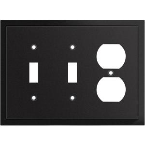 Henne Bery Modern Edge Decorative Wall Plate Switch Plate Outlet Cover, Durable Solid Zinc Alloy (Double Toggle/Single Duplex, Matte Black)