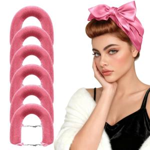 Heatless Curls Overnight Set for Natural Hair, Comfortable Easy-Lock Rollers, Heat-Free Hair Curlers for Long Textured Hair, 6PCS Pink (6 Count (Pack of 1))
