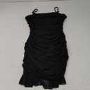firfig Women's Sexy Ruched Bodycon Mini Dress Mesh Long Sleeve Ruffle Hem Club Cocktail Party Short Dresses (Medium, Z Black)
