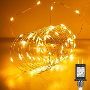 Fairy Lights Plug in, 99Feet 300LEDs Warm White String Lights, Waterproof Flexible Silver Wire Starry Lights for Bedroom Dorm Wedding Garland Wreath Wall Mason Jar Indoor Outdoor Christmas Tree