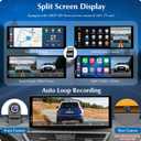 Carpuride 4K W903 Portable Wireless Carplay & Android Auto with Dash Cam - 9.3" HD IPS Screen, 4K Front Camera, Loop Recording, Bluetooth, Mirror Link, GPS, Siri, Dashboard Mounted