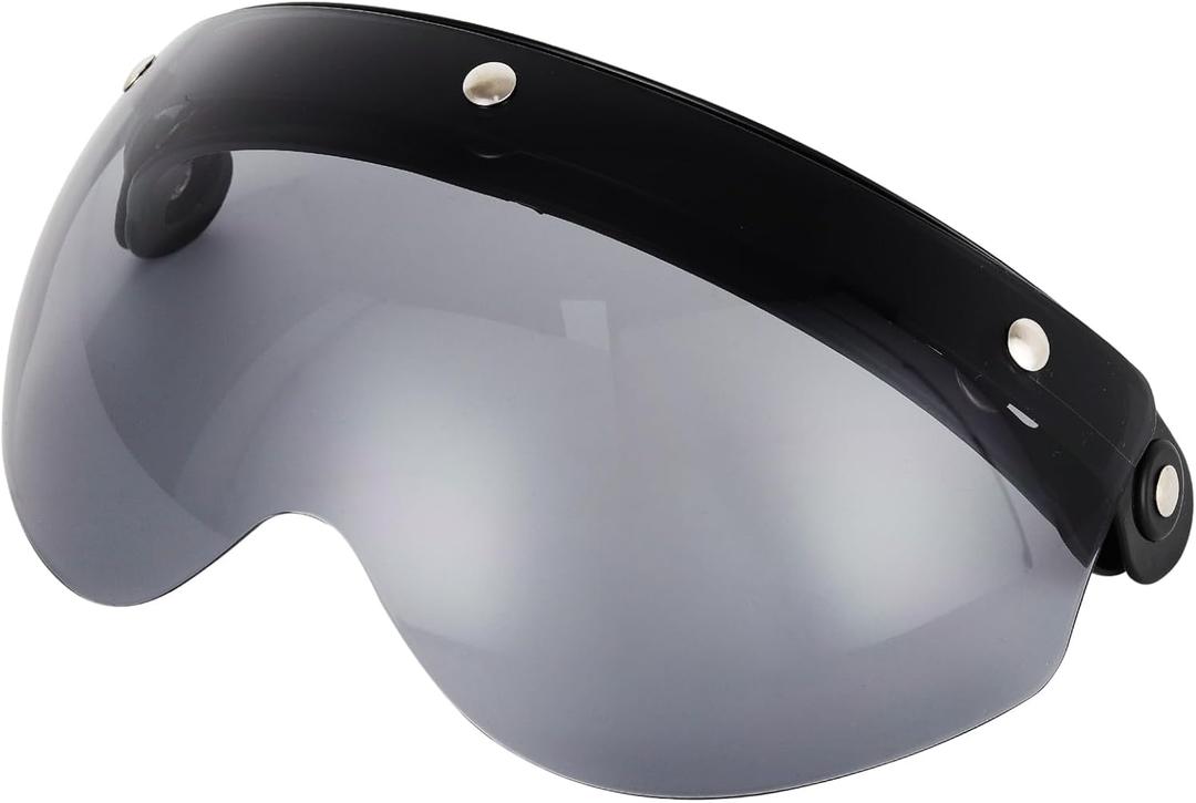 Soman Universal 3-Snap Visor Retro Pilot-Style for Open Face Motorcycle Helmet (Light Smoke)