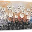 Yihui Arts Hand-Painted Oil Painting on Canvas Textured White Floral Wall Art Modern Horizontal Decor for Living Room Bedroom Office