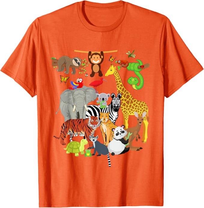 Zoo Animals Wildlife Birthday Party Zoo Day 26 Animals T-Shirt M
