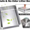 Stainless Steel Litter Box, 28" X 20" X 6" Steel Litter Box XXXL No Smell, Extra Large Metal Litterbox for Big Cat, Multiple Cats, Non Stick, Easy Cleaning