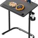 Extra Large TV Tray Table with Wrist Rest, Adjustable Height & Tilt Angle, Snack Table with Cup Holder for Sofa, Bedside, Laptop, Work, Eating - Black