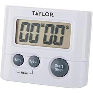 Taylor Digital Timer with 99 Minute 59 Second Display, Easy to Use, White Compact Design for Kitchen Cooking, Baking, and Timing Needs