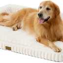 COZY KISS Faux Rabbit Fur Extra Large Dog Bed 48"x35" Orthopedic Foam Couch with Sides, Removable Washable Cover & Waterproof Lining, Cream