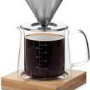 Brew To A Tea BTaT- Pour Over Coffee Maker Set, Double Wall Glass, 16 oz, Drip Coffee Maker Pour Over, Permanent Filter, Christmas Gifts