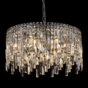 A AXILIXI Crystal Chandelier, 24" Modern Round Chandelier for Dining Room, K9 Large 8-Light Crystal Pendant Fixtures Raindrop Luxury Pendant Ceiling Light Chrome for Entryway Foyer Staircase
