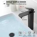Brass Vessel Sink Faucet Black Waterfall Bathroom Faucet 1 Hole, Tall Bathroom Sink Faucet Single Handle, Modern Bathroom Faucets for Vessel Sinks with Pop Up Drain and Supply Hoses