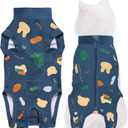 Recovery Suit for Dogs, Dog Surgery Recovery Suit with Zipper Closure Post Spay, Neuter, Abdominal Surgical Suit for Male Female Dogs Can Pee, Prevent Licking Dog Onesies (Blue Bear, Large+)