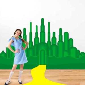 Wizard Green Castle Backdrop Halloween Trunk or Treat Car Decorations Kit Green Castle Cardboard with Yellow Brick Witch Birthday Party Decorations Photography Background