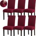Sufdari Dining Chair Covers,Kitchen Chair Cover,Parsons Chair Slipcover,Spandex Chair Protectors for Dining Room Stretch Chairs Cover Set of 6 Burgundy