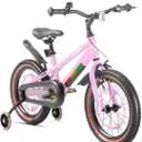 KEANO 16" Kids Bike for 5-8 Yrs, Light-Up Training Wheels, 16 Inch with Training Wheels, Pink
