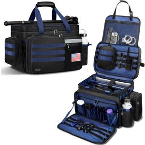 Patrol Bag Law Enforcement, Extra Large Police Gear Bag for Car Front Seat Organizer with a MOLLE Pouch & 15.6In Laptop Layer, Multiple Compartments Police Duty Bags Fit Vehicle Passenger Seat, Black