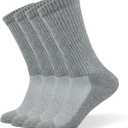 Well Knitting Loose Men's Diabetic Crew Socks,Non-Binding Top,Seamless Toe,Semi Cushion,Breathable Soft Coolmax Socks 4 Pairs (Large)