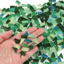 1.1 lb Glass Mosaic Tiles Mixed Green Irregular Crystal Tile Pieces for Crafts Bulk Assorted Shapes Stained Scraps Hand-Cut Adult Art Hobbies DIY Projects Handmade