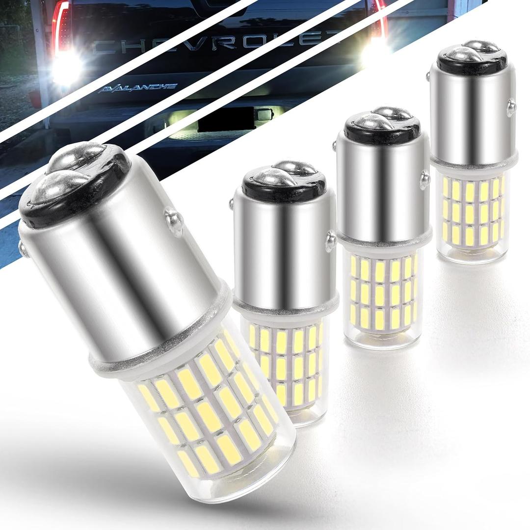12 Volt Brake Lights 1157 2057 2357 7528 BAY15D 6000K Bright White LED Bulbs Replacement for RV Car Camper Trailer Tail Brake Stop Daytime Running Lights (DRL)Back-Up Reverse Lights,DC12-24V,4Pack (6000k white)