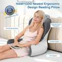 Reading Pillow for Sitting in Bed, 22H Bed Rest Pillows with Arms, Back Pillows for Sitting Up, Ergonomic Lumbar Support Cushion for Reclining, Gaming, Work, Resting, Watching TV, (Grey&Darkgrey)