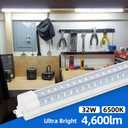 2-Pack 2FT LED Shop Light, 32W Ultra Bright 4,600LM, U-Shaped T8 Integrated Tube, 6500K, Linkable, Built-in Connector, Surface Mount Plug & Play LED Ceiling Light for Garage, Workshop, Basement