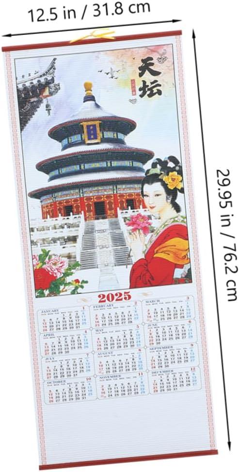 Desk Calendars 2025 1 Pcs Year of The Snake Hanging Scroll Calendar Advent Calendar White Board Calendar Chinese Lunar New Year