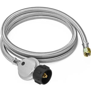 6 Feet Propane Hose with Regulator, Stainless Steel Braided Hose for Blackstone 28''/36'' Griddle, Weber Grill, Propane fire pit and More, 3/8" Female Flare for Most LP Gas Grills