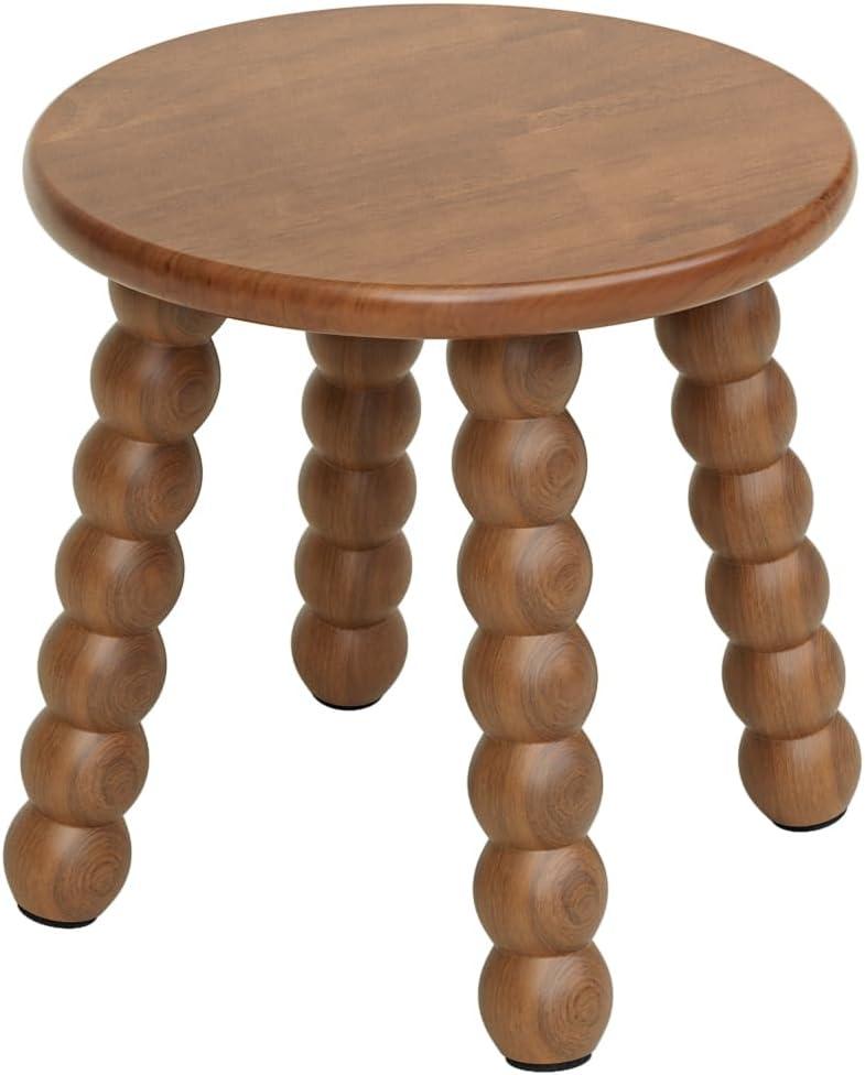 Masupu Solid Wooden Step Stool for Adults Kids, 11 inch Small Foot Stool, Non-Slip One Step Stool, Sturdy Foot Stool for Bathroom, Bedroom, Kichen, Plant Stand(Walnut Brown)