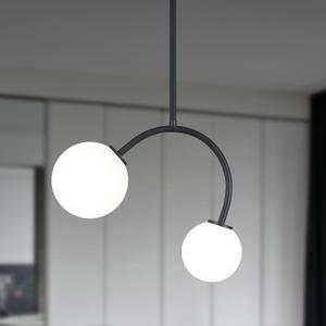 Modern Pendant Light Fixtures, 4.72" Milk Glass Pendant Lights Kitchen Island, Matte Black Kitchen Island Chandeliers for Dining Room, 2 Round Globe-1 Pack,G9 Bace(Bulb Not Included)