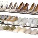 Hoctieon 2 Tier Shoe Rack for Closet, Shoe Rack FreeStanding, Entryway Shoe Shelf, Shoe Storage Organizer, Durable Mesh Style Shoe Rack, Space Save For Garage, Bedroom, Living Room, Wardrobe, Brown