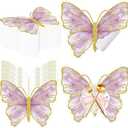 Butterfly Paper Placemats Disposable Colorful Butterfly Table Mats for Spring Summer Wedding Baby Shower Birthday and Holiday Party Kitchen Dining Table, 13 x 10.8 Inches(Purple,50 Pcs)