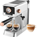 Mecity 20 Bar Espresso Machine with Milk Frother, Brushed Stainless Steel Shell, 37 fl.Oz Water Reservoir, Coffee Maker For Espresso, Latte, Mocha, Americano. 1400W