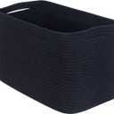 MINTWOOD Design Storage Basket for Shelves, Decorative Baskets for Organizing, Book Basket, Storage Cube Bin Box, Woven Closet Organizer, Pantry Closet and Shoe Basket, Full Black