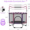 60" Trampoline for Kids, 4.5/5 FT Toddler Trampoline with Enclosur Net, Basketball Hoop & Sandbag, 440 LBS Capacity, Adjustable Height，Gifts for Ages 3-12 Boys & Girls
