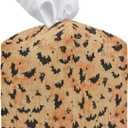 Halloween Bats Leather Tissue Box Cover, Tissue Box Cover Square, Decorative Facial Paper Organizer for Bathroom, Vanity, Home Office Car Decorations - A04