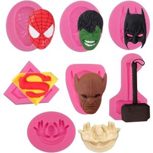 7 Pack Superhero Silicone Fondant Molds Candy Chocolate Fondant Molds for Cake Decorations
