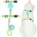 PUPTECK Adjustable Cat Harness and Leash Set Escape Proof Kitten Strap Collar for Walking Travel, Lemon Pattern (Medium, Light Blue(Lemon))