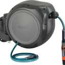 GARDENA (20500) Retractable Garden Hose Reel 50' x 1/2" hose, Wall Mounted, Automatic Retraction & Length Lock for Easy Watering. Heavy Duty Swivel Bracket 180, Includes Nozzle. Made in Europe