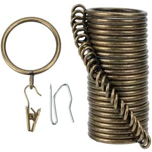 Curtain-Clip Rings with Hooks Drapery-Decorative - 1.5 Inch Inside Diameter Included Pin Hooks and Clips Designed to Effortlessly Hold Up 2 Standard Curtains 24Pcs Bronze Exselens