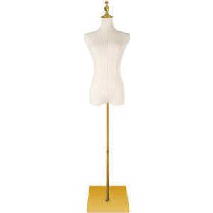 Adjustable Female Dress Form Mannequin with Golden Metal Stand for Clothes Window Display