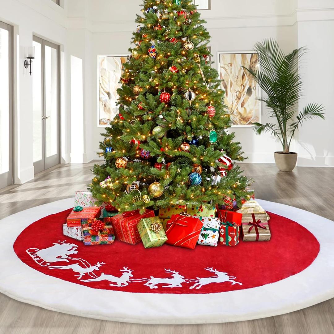 SHENG HONG 72 Inch Christmas Tree Skirt Xmas Tree Skirts for Christmas Tree Holiday Party Decorations Decoraciones De Navidad - Elk