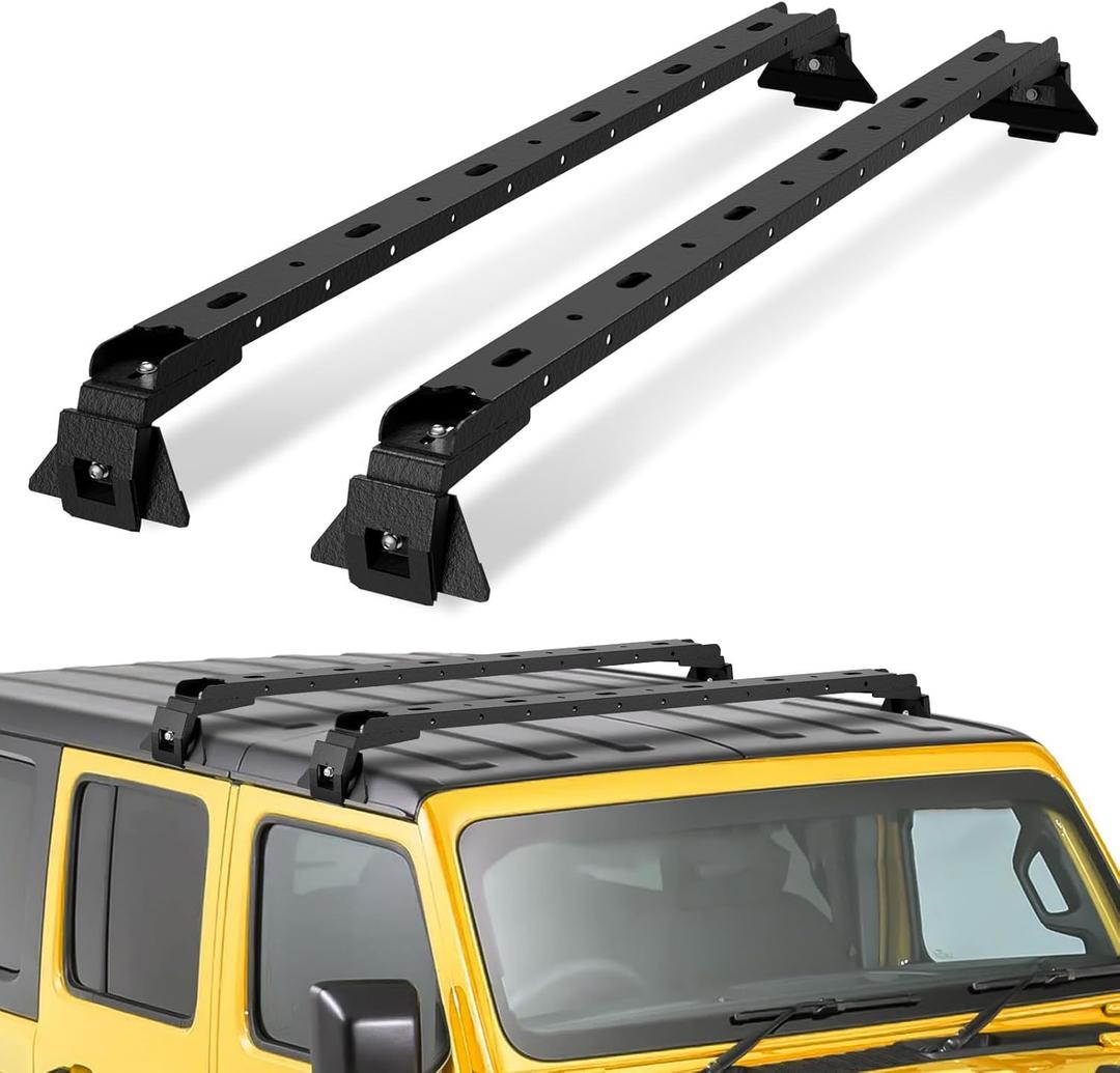 Load 280 lbs Heavy Duty Roof Rack Cross Bars for 84-01 Jeep Cherokee XJ Jeep Wrangler JL JK Gladiator JT 2007-2024(2/4 Door Hardtop) Roof Rack Bars Kayak Cargo Carriers Crossbar roof Rack