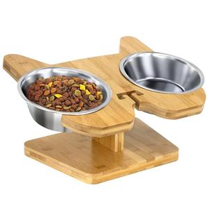 CREHNIL Slanted Angled Tilted Dog Bowls for French Bulldogs Personalized Frenchie Raised Stainless Steel Food Bowl Dog Dishes with Stand Feeder Station