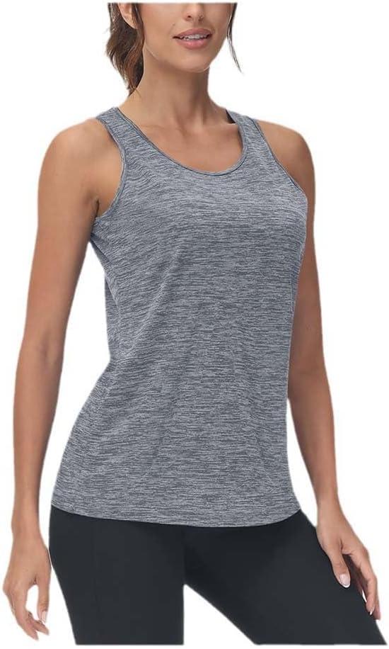 Women's Workout Tank Tops Sleeveless Running Athletic Shirts Moisture Wicking Gym Yoga Tops Light gray  Size S