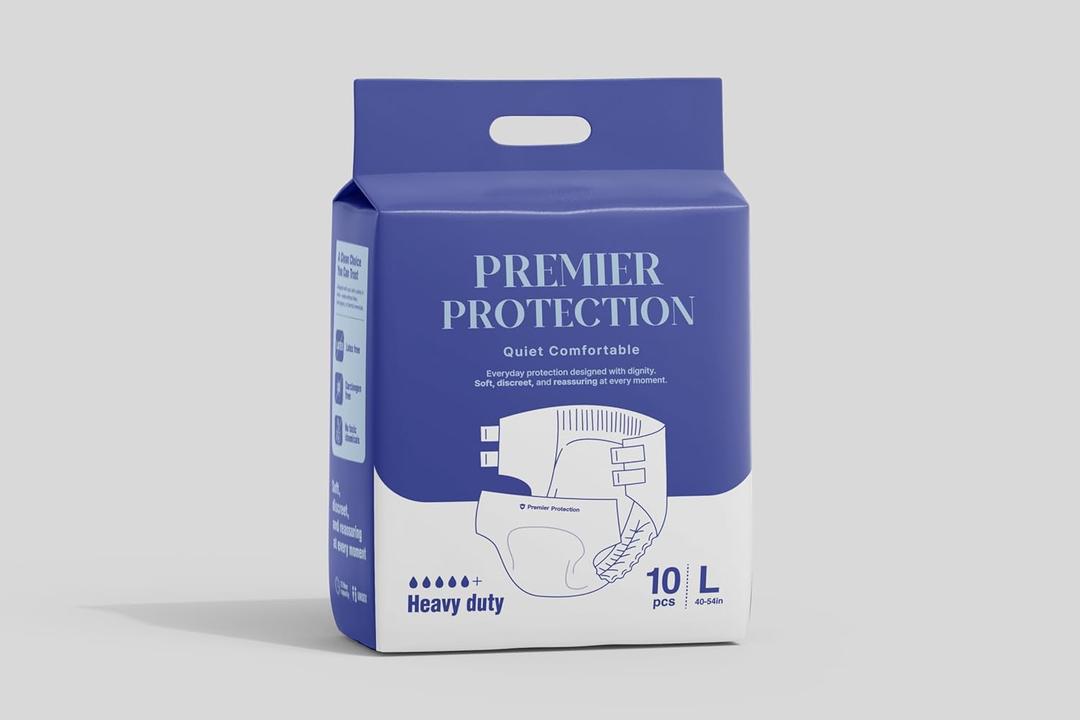 Adult Incontinence Briefs Tab Style, Heavy Absorbency with Wetness Indicator, Refastenable Tabs, Breathable & Soft, Men and Women, Medium & Large, 10 Count