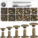 YORANYO 340 Sets Leather Rivets Kit Mixed Sizes Rivets for Leather Double Cap Rivets Studs for Clothing Fabric with Leather Crafting Rivet Tool for Repair Decorate Clothes Shoes Bags Belts (Bronze)